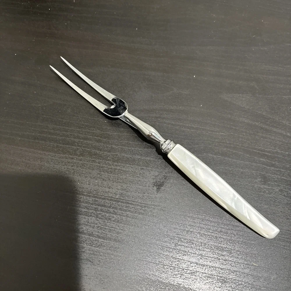 Vintage Sheffield England Carving Fork Stainless Mother Of Pearl Handle